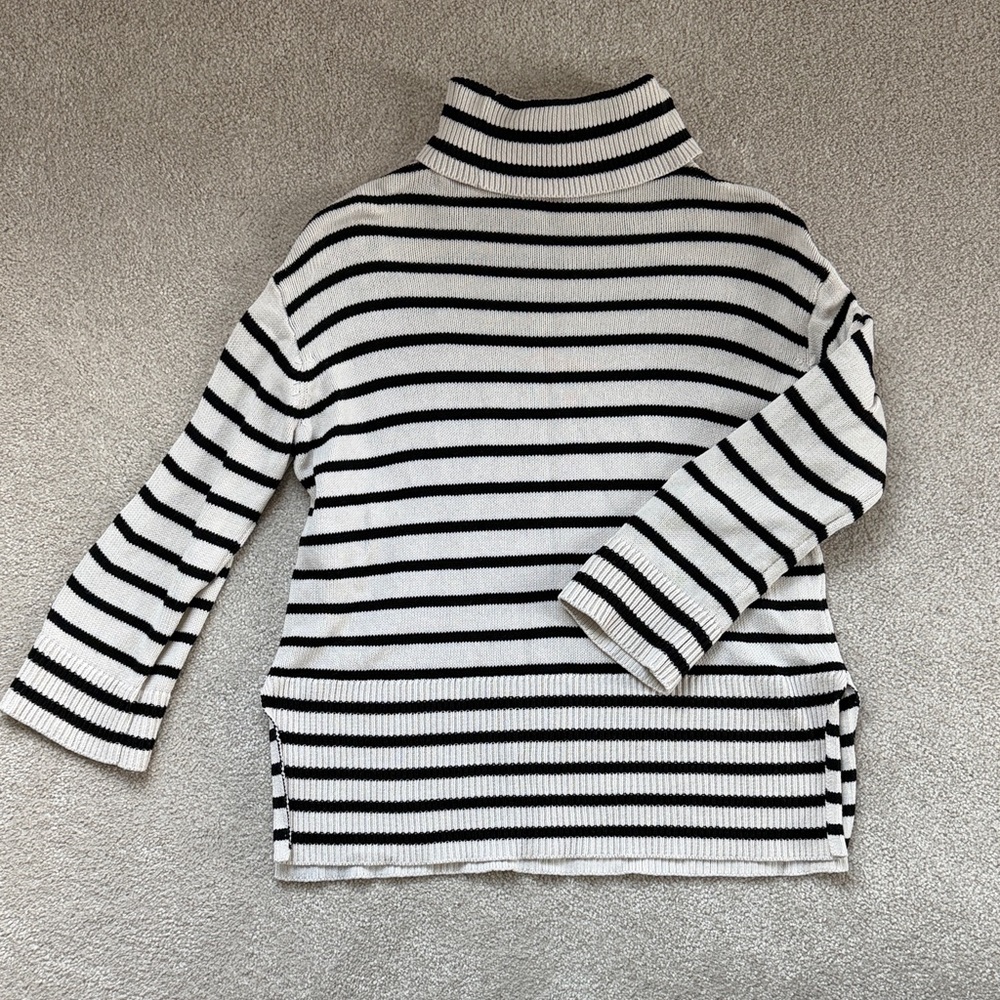 LOFT Monochrome Striped Turtleneck Sweater